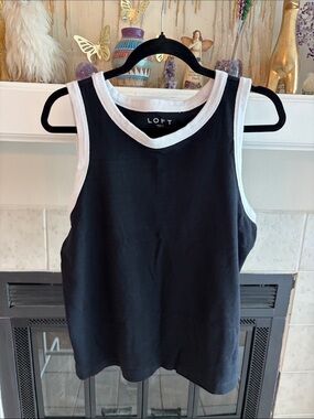 LOFT Black Tank with White Trim - Women's Sleeveless Top